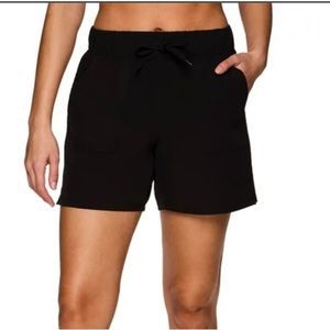 RBX Women’s Plus 2X Black Active Shorts Pull On Waist with Drawstring